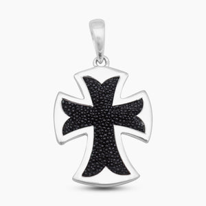 Stingray Leather Silver Cross Pendants