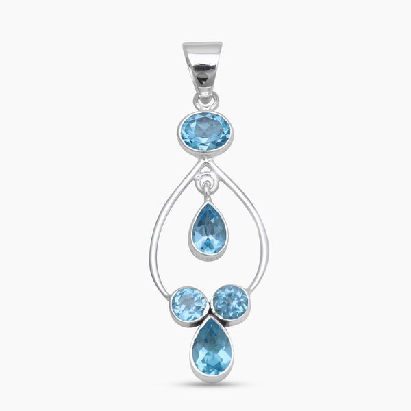925 Sterling Silver Blue Topaz Pendants