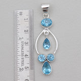 925 Sterling Silver Blue Topaz Pendants