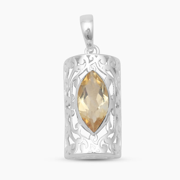 Citrine Marquise Cut Silver Pendants