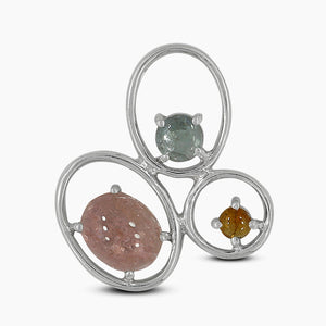 Multi Tourmaline Silver Pendants
