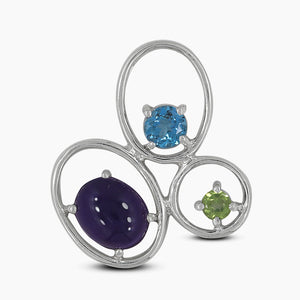 Multi Tourmaline Silver Pendants