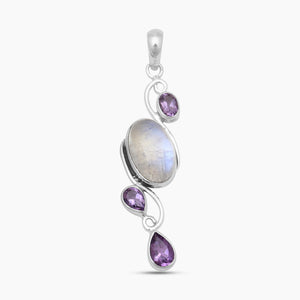 Moonstone & Amethyst Silver Pendants