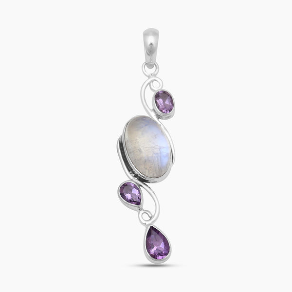 Moonstone & Amethyst Silver Pendants