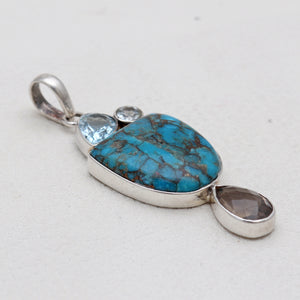 Blue Copper Turquoise Silver Pendants