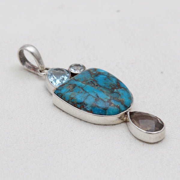 Blue Copper Turquoise Silver Pendants
