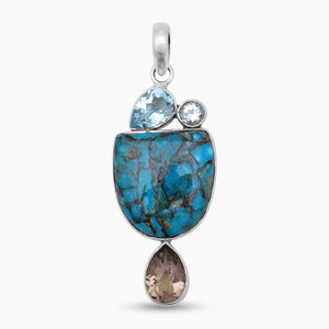 Blue Copper Turquoise Silver Pendants