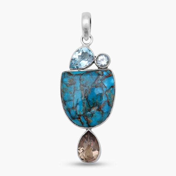 Blue Copper Turquoise Silver Pendants