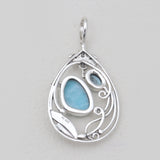 Larimar & Blue Topaz Silver Pendants
