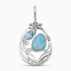 Larimar & Blue Topaz Silver Pendants