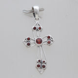 925 Sterling Silver Garnet Cross Pendants