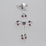 925 Sterling Silver Garnet Cross Pendants