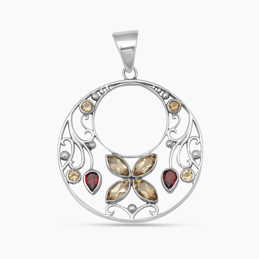 Citrine & Garnet Silver Designer Pendants