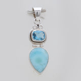 925 Sterling Silver Larimar & Blue Topaz Pendants