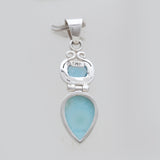 925 Sterling Silver Larimar & Blue Topaz Pendants