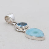 925 Sterling Silver Larimar & Blue Topaz Pendants