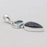 Pietersite Jasper & Topaz Silver Drop Pendants