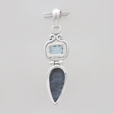Pietersite Jasper & Topaz Silver Drop Pendants