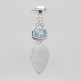 Rainbow Moonstone Silver Drop Pendants