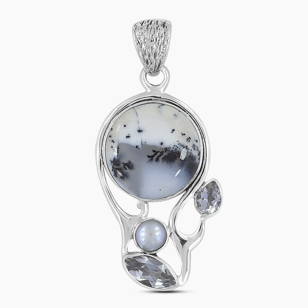 Dendritic Opal Silver Pendants
