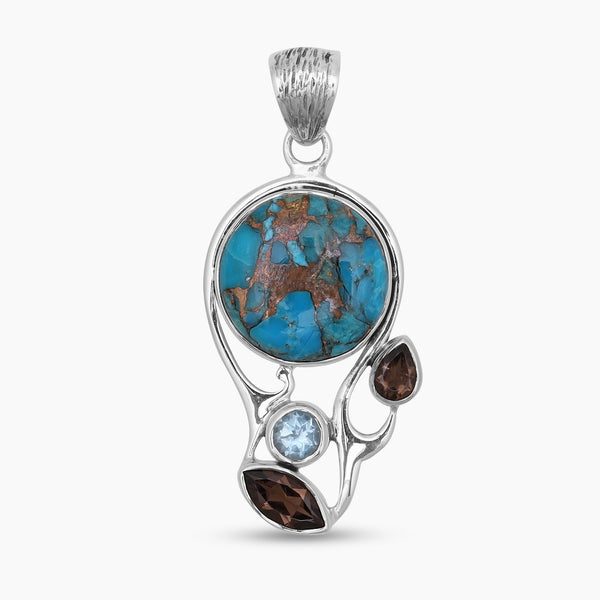 Blue Copper Turquoise Silver Pendants