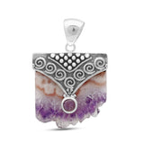 Amethyst Slice Silver Pendant