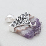 Amethyst Slice Silver Pendant