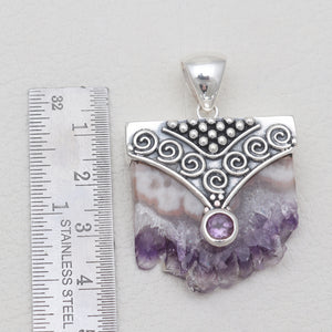 925 Sterling Silver Amethyst Slice Pendants