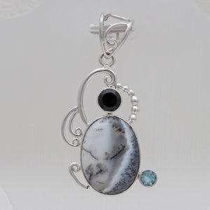 925 Silver Dendritic Opal Pendants