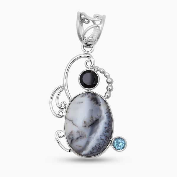 925 Silver Dendritic Opal Pendants