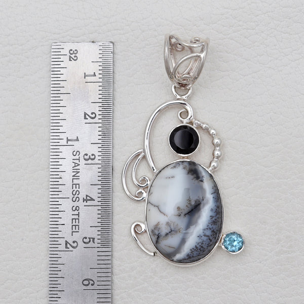 925 Silver Dendritic Opal Pendants