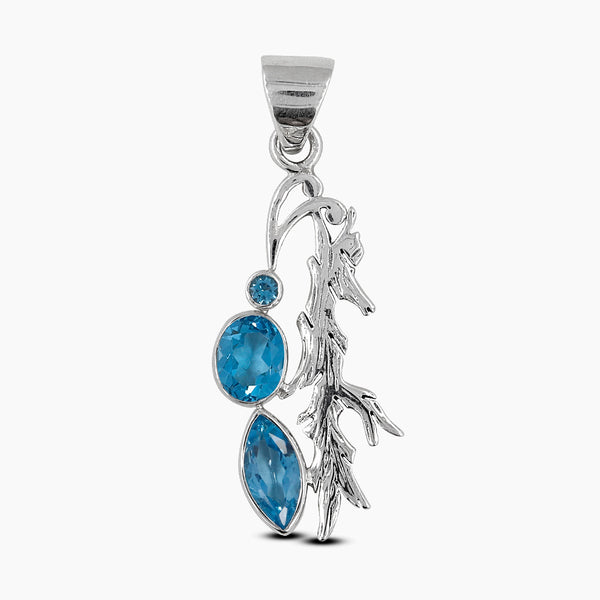 925 Sterling Silver Blue Topaz Pendants