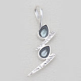 Double Garnet Drop Silver Pendants