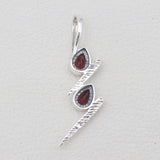 Double Garnet Drop Silver Pendants