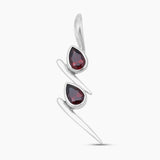Double Garnet Drop Silver Pendants