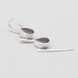 Double Garnet Drop Silver Pendants