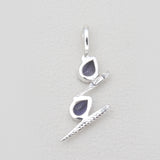Double Garnet Drop Silver Pendants