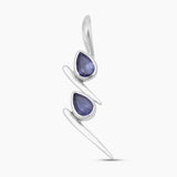 Double Garnet Drop Silver Pendants