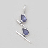Double Garnet Drop Silver Pendants