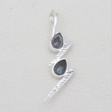 Double Garnet Drop Silver Pendants