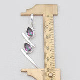 Double Garnet Drop Silver Pendants