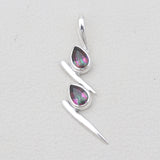 Double Garnet Drop Silver Pendants