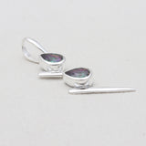 Double Garnet Drop Silver Pendants