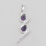 Double Garnet Drop Silver Pendants