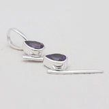 Double Garnet Drop Silver Pendants