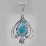 Larimar Gemstone Silver Jewelry Set