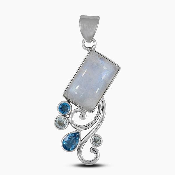 Rainbow Moonstone Silver Pendants