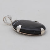 Black Banded Agate Silver Pendants