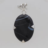 Black Banded Agate Silver Pendants