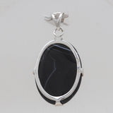 Black Banded Agate Silver Pendants
